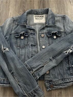 Garage Light Blue Distressed Denim Jacket - Women's